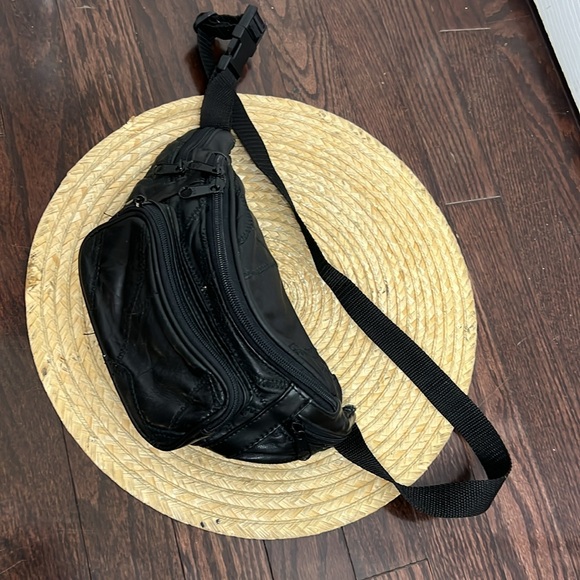 Vintage Y2k Patched Work Leather 5 Zippered Funny Pack - Picture 10 of 15